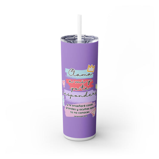 Jeremias 33:3 Tumbler with Straw - 20oz Purple Squared Design